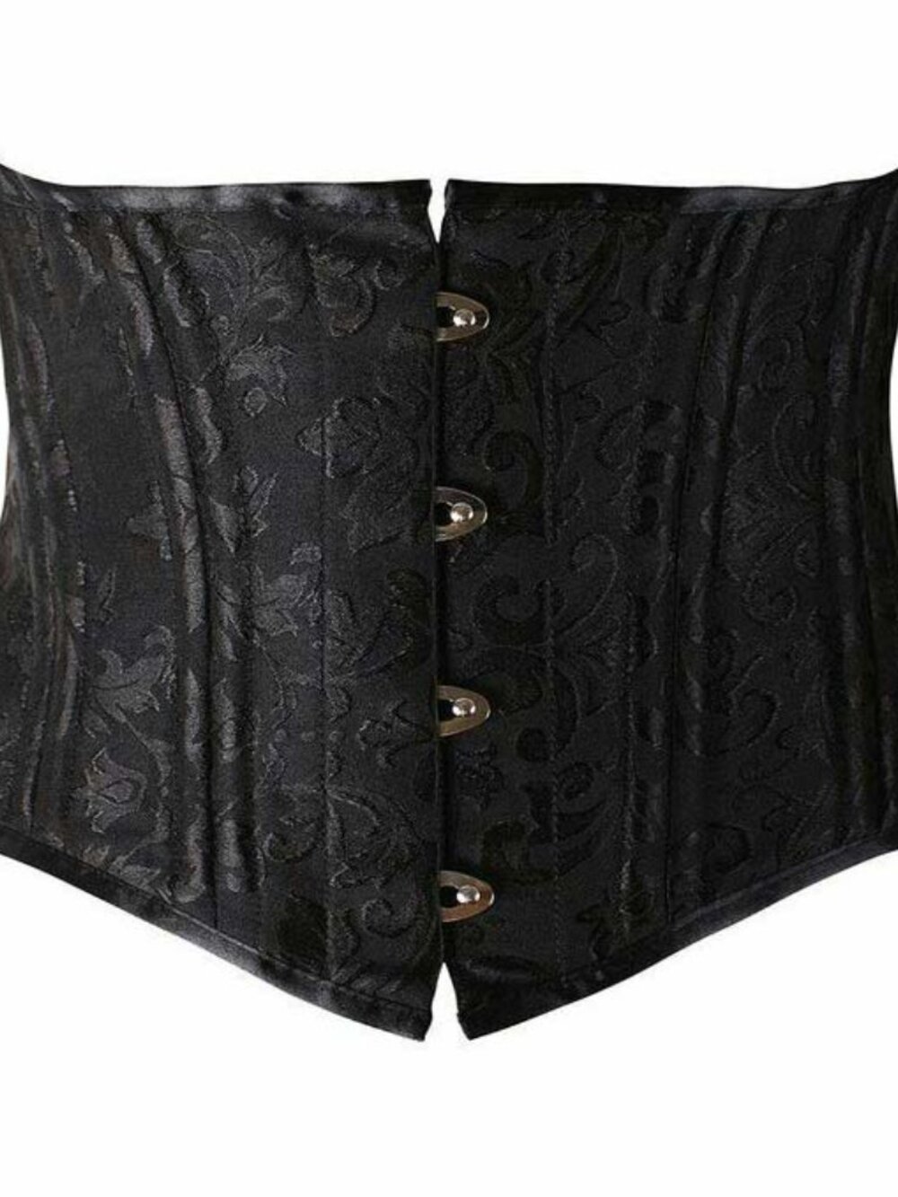 STEEL Bones Retro Black Jacquard Waist Training Cincher Underbust Corset
